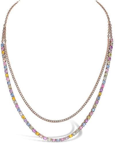 Pragnell 18kt Rose Gold Rainbow Fancy Sapphire And Diamond Two-row Necklace - Pink