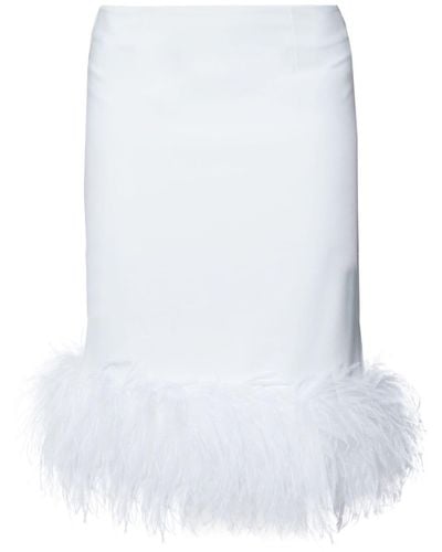 16Arlington Wile Feather-trim Midi Skirt - White