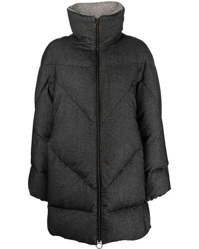 Eleventy Quilted Shearling-lined Coat - Black