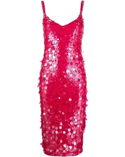 P.A.R.O.S.H. Sequin-embellished Midi Dress - Red
