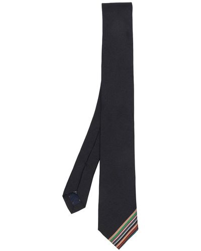 Paul Smith Stripe-detail Silk Tie - Black
