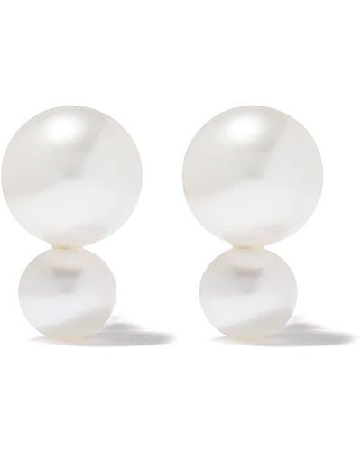 Mizuki 14kt Gold Pearl Stud Earrings - White