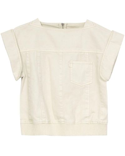 3.1 Phillip Lim Cropped Denim T-shirt - Wit