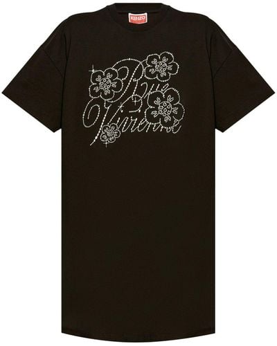 KENZO Stud-embellished Cotton T-shit Mini Dress - Black
