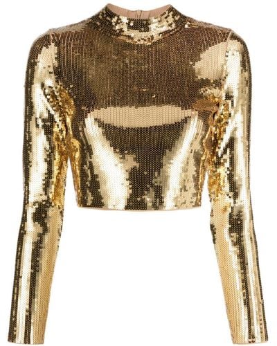 Sandro Sequinned Cropped Top - Metallic
