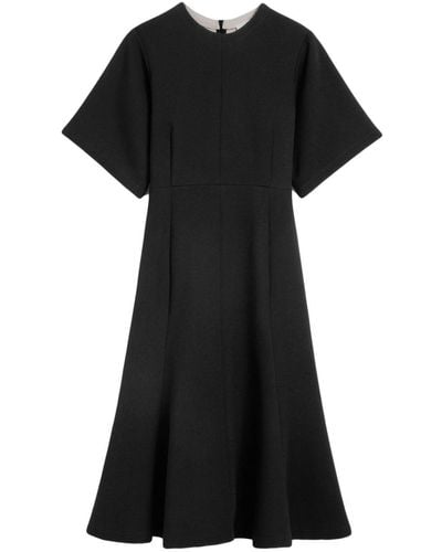 Ami Paris A-line Virgin Wool Midi Dress - Black