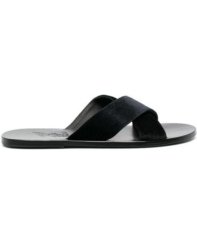 Ancient Greek Sandals Kritonas Leather Slides - Black
