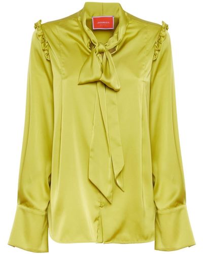 La DoubleJ Ascot Attached-scarf Shirt - Yellow