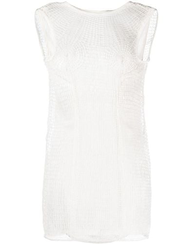 Isa Boulder Woven Sleeveless Minidress - White