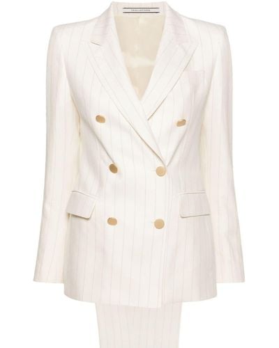 Tagliatore Pinstriped Double-breasted Suit - White