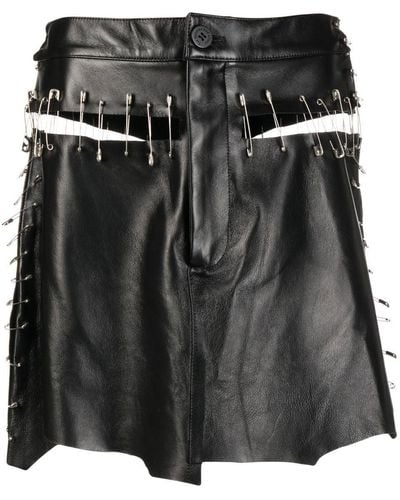 Natasha Zinko Safety-pin Detail Leather Skirt - Black