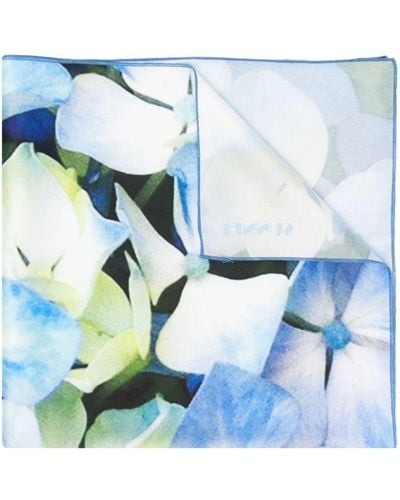 Sunnei Floral-print Squared Scarf - Blue