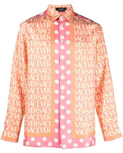 Versace Seidenhemd mit Allover-Print - Pink