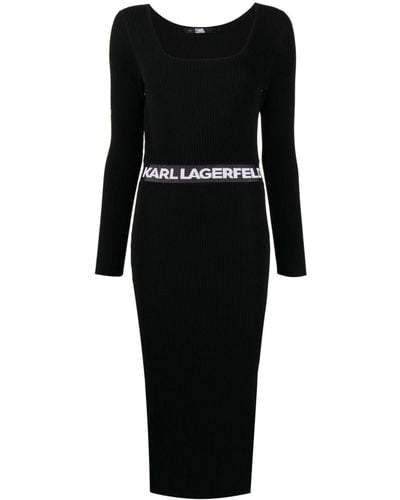 Karl Lagerfeld Logo-print Knitted Dress - Black