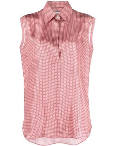 Lanvin Graphic-print Sleeveless Silk Shirt - Pink