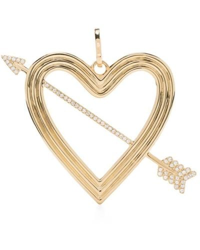Adina Reyter Charm XL Heart + Arrow en oro amarillo de 14 ct - Metálico