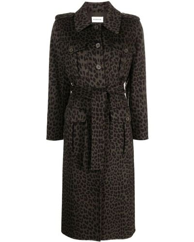 P.A.R.O.S.H. Leopard-print Trench Coat - Black