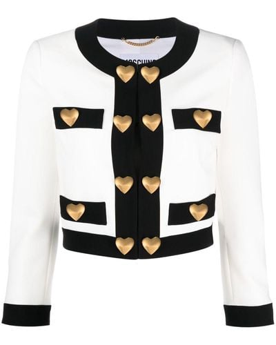 Moschino Heart-embellished Cropped Jacket - Black