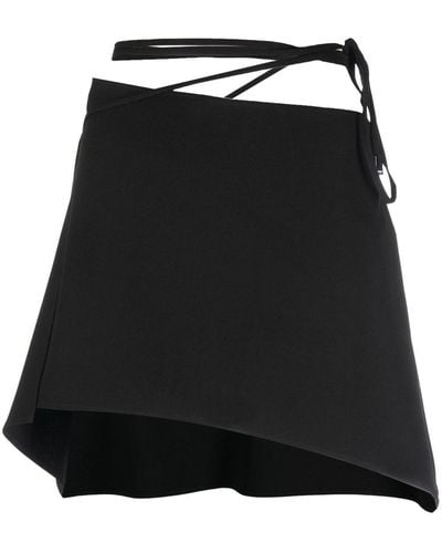 The Attico Falda asimétrica con cintura lazada - Negro