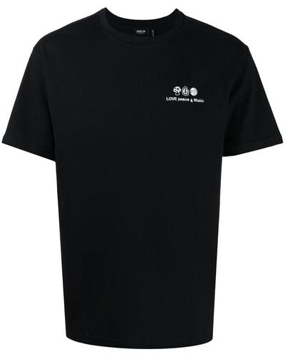 FIVE CM Embroidered Slogan Cotton T-shirt - Black