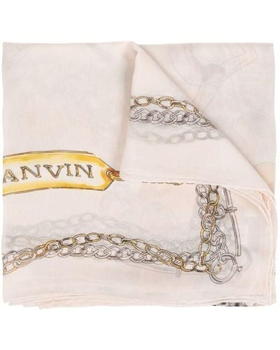 Lanvin Schal aus Seide mit grafischem Print - Natur
