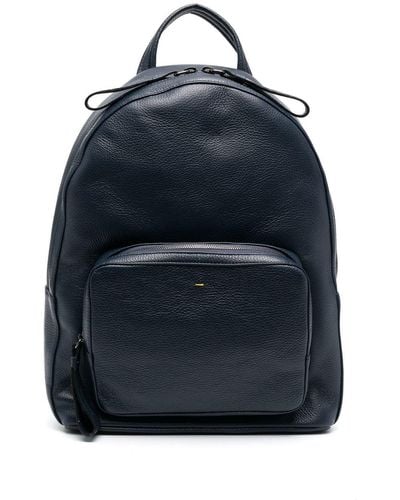 Doucal's Pebbled Leather Backpack - Blue