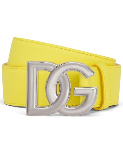 Dolce & Gabbana Leren Riem Met Dg-logo - Geel