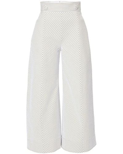 Carolina Herrera Chevron-pattern Cropped Cotton Pants - White