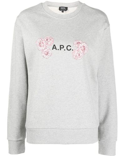 A.P.C. Floral Logo-print Sweatshirt - White