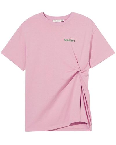 B+ AB Twisted Cotton T-shirt - Pink