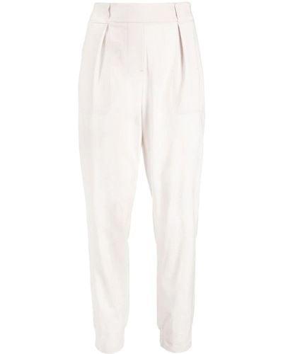 Lorena Antoniazzi Creased Ribbed-band Tapered Trousers - White