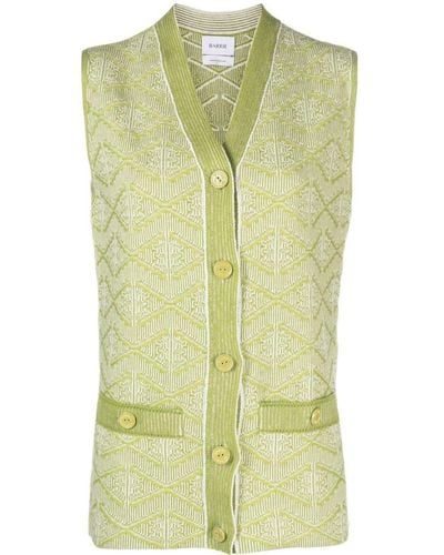 Barrie Patterned Jacquard Knit Cardigan - Green