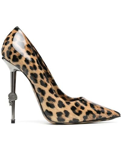 Philipp Plein Leopard Print Pointed Court Shoes - Multicolour