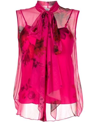 Erdem Semi-transparente Bluse mit Blumen-Print - Pink