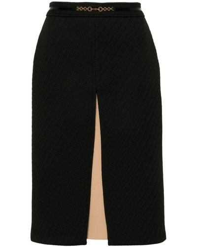 Gucci Horsebit-chain Striped Skirt - Black