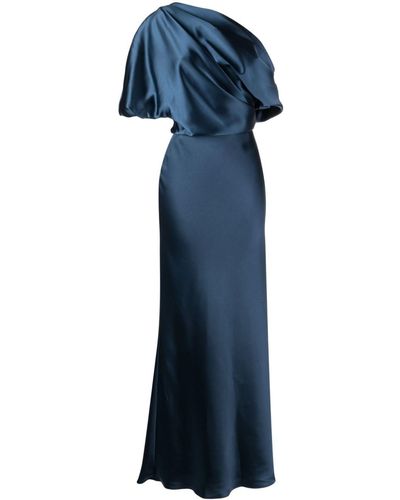 Amsale Off-shoulder Draped Maxi Dress - Blue