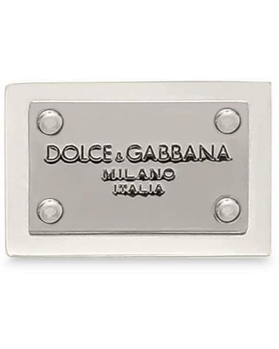 Dolce & Gabbana Pin con logo grabado - Gris