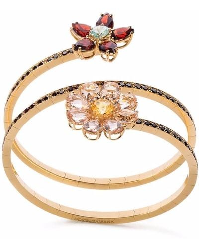 Dolce & Gabbana Spring Bracelet With Floral Decorations - Metallic