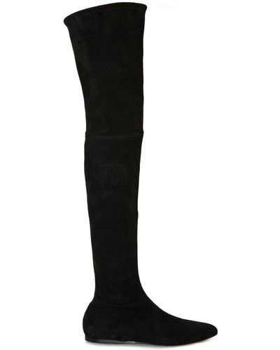 Emilio Pucci Logo-embroidered Thigh-high Boots - Black
