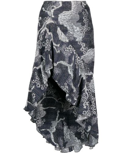 Saiid Kobeisy Asymmetrical Tweed Ruffled Skirt - Gray