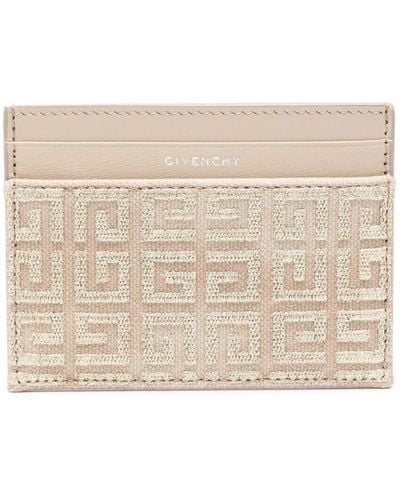 Givenchy Neutral 4g-embroidered Leather Card Holder - Women's - Cotton/calf Leather - Natural