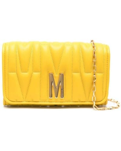 Moschino Logo-quilted Crossbody Bag - Yellow