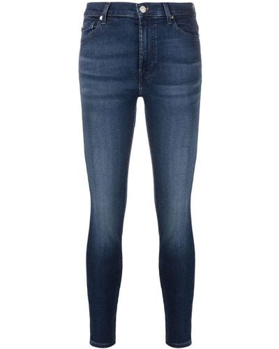 7 For All Mankind フェイデッド スキニージーンズ - ブルー