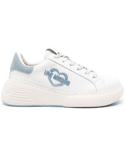 Love Moschino Logo-plaque Leather Trainers - White