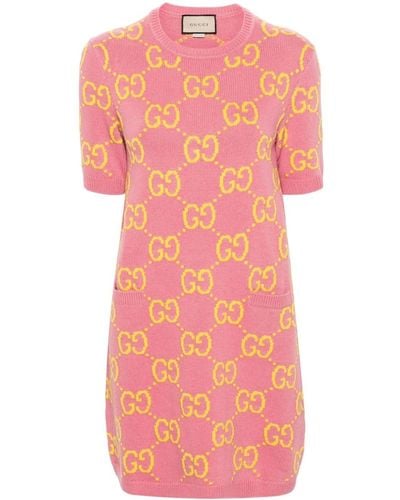 Gucci Minikleid GG aus Wolle - Pink