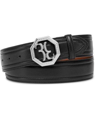 Billionaire Logo-buckle Leather Belt - Black