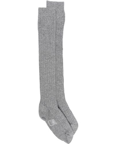 Fedeli Ribbed-knit Cashmere Socks - Grey