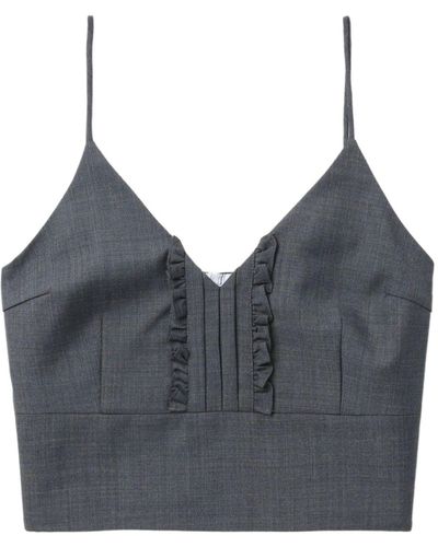 ShuShu/Tong V-neck Crop Top - Grey
