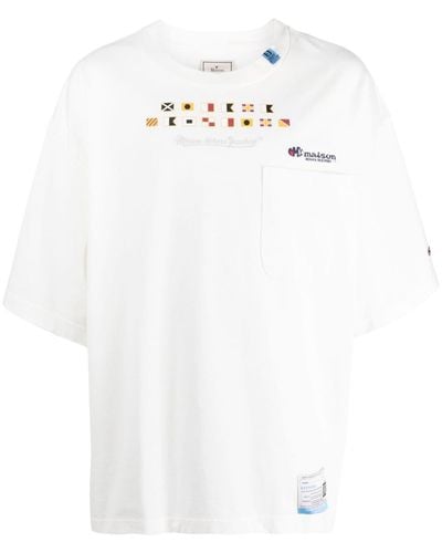 Maison Mihara Yasuhiro Logo-embroidered Cotton T-shirt - White