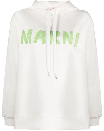 Marni Logo-print Cotton Hoodie - White